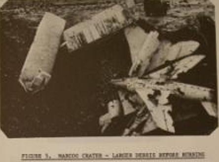 Swifts and other radioactive equipment in the Marcoo crater at Maralinga